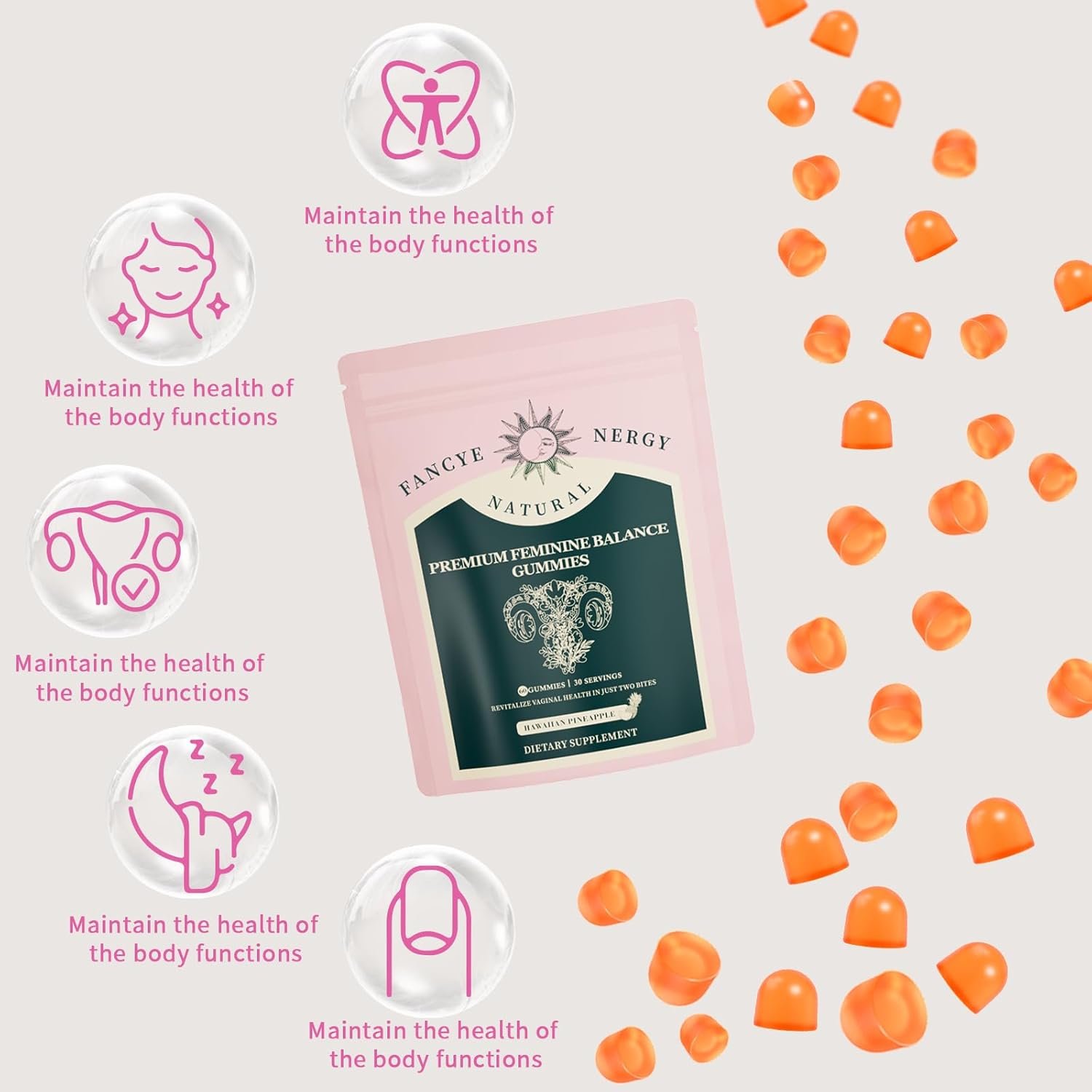 Vaginal Probiotics for Women – Premium Feminine Balance Gummies for Women, Hawaiian Pineapple Flavor, Support Healthy Odor and Vaginal Flora, pH Balance, Digestive Health & Immune Support, Vegan, 60 C - Image 4