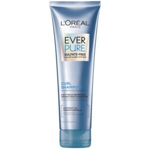 L’Oreal Paris Sulfate Free Shampoo for Curly Hair, Lightweight, Anti-Frizz Hair Care with Coconut Oil, EverPure, 8.5 Fl Oz (Packaging May Vary)