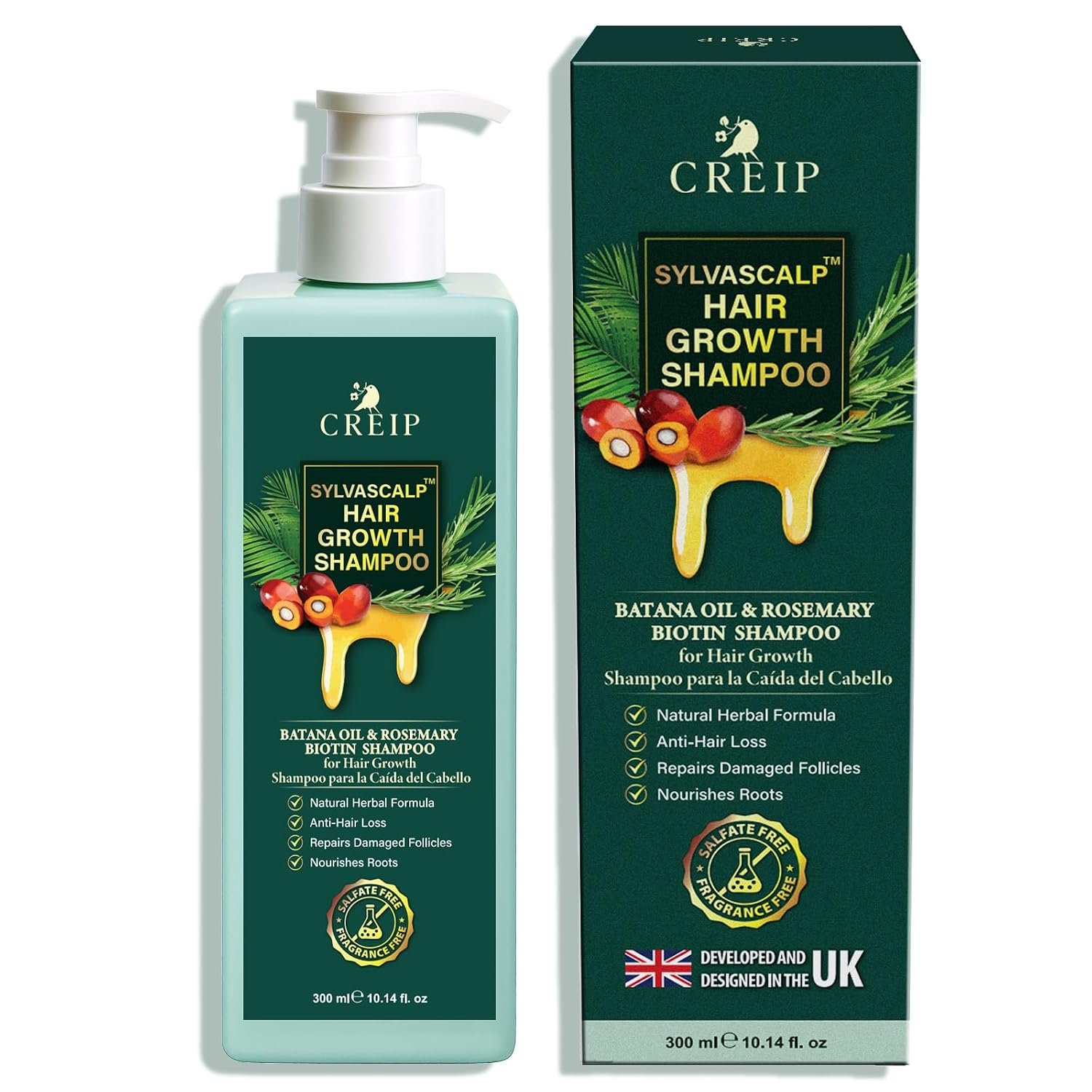 Rosemary & Batana Oil Hair Growth Shampoo: Hair Loss Shampoo for Men and Women with Biotin, Sulfate & Fragrance-Free Thickening
