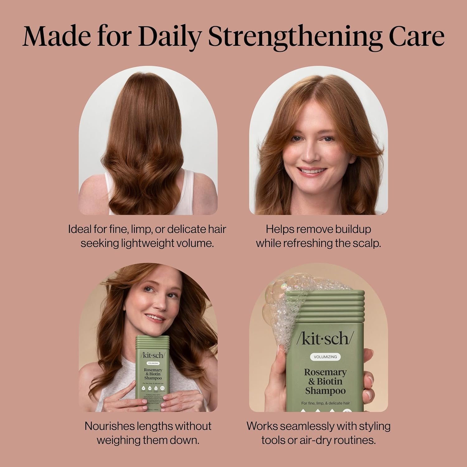 Kitsch Volumizing Rosemary & Biotin Liquid Shampoo for Hair Growth – Shampoo for Women & Men, Boosts Fullness & Shine After 1 Use – Clean Bio-Based Hair Care, Color-Safe, Made in USA – 12.3 oz - Image 4