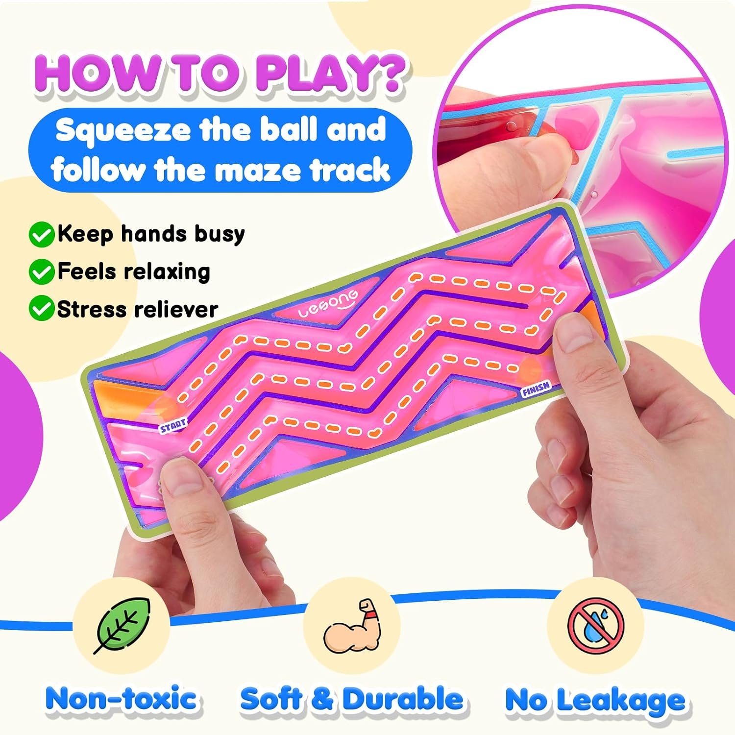 Squishy Sensory Fidget Autism Toys for Kids: Sensory Toys for Special Need 6 Pack Maze - Quiet Fidgets Sensory Filled Goo for Calming Down Classroom, Adult Office,Travel Essentials, Kid Students Gifts - Image 2