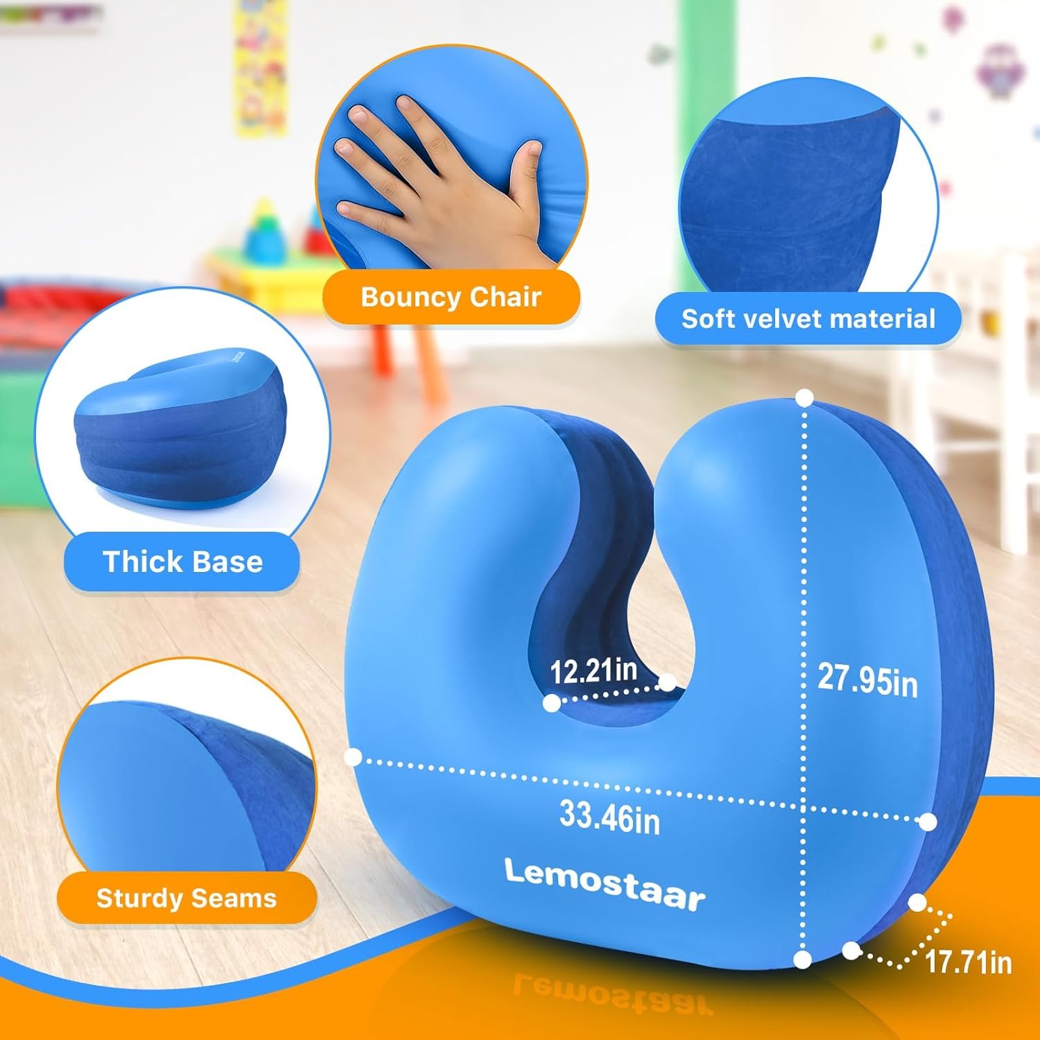 Inflatable Sensory Chair for Kids Toddlers, Soft Squeeze Seat for Kids with Autism & ADHD, Compression Rocking Chair for Sensory Room Must Have, Autism Sensory Products Includes Electric Air Pump - Image 6