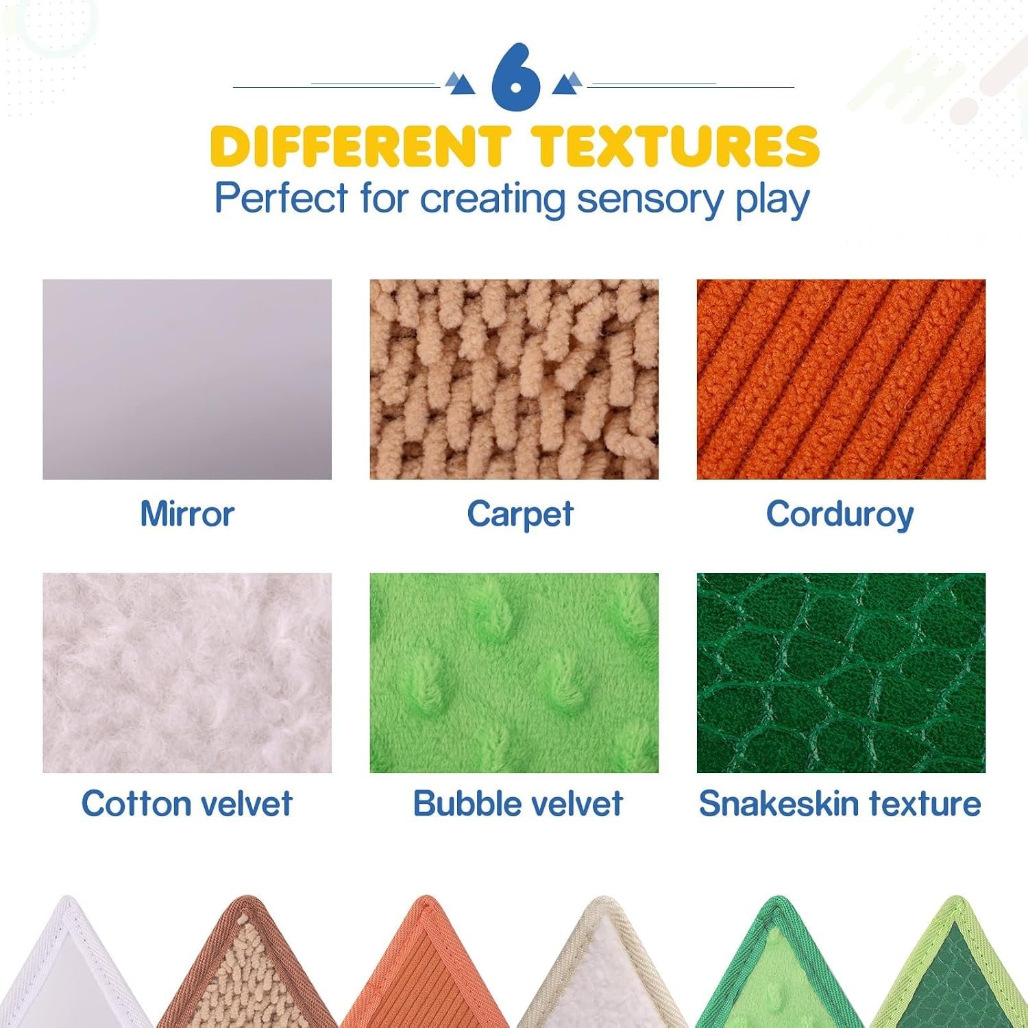 Tactile Sensory Toys for Babies 6+ Months & Toddlers 1-3 Years | 6-Textured Sensory Mats for Fine Motor Skills | Washable Baby Play Wall Toys (6 Pack) - Image 2