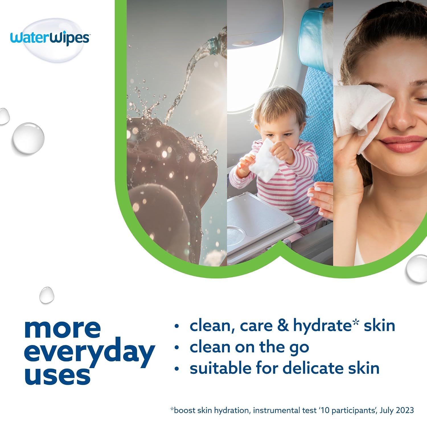 WaterWipes Sensitive+ Hydrating Boost Wipes, 3-In-1 Cleans, Cares, Hydrates, 99% Water with Aloe Vera, Unscented & Hypoallergenic Baby Wipes, 60 Count (1 Pack) - Image 6