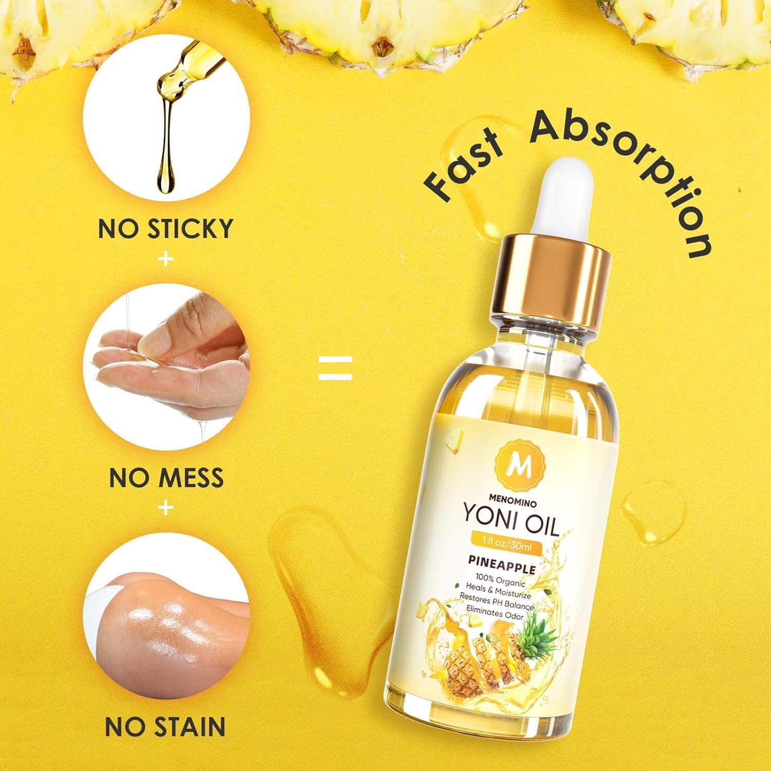 3 Pack Yoni Oil Feminine Oil for Women pH Balance - Feminine Deodorant with Pineapple Peach Strawberry Essential Oil, 1 fl oz/pc - Image 5