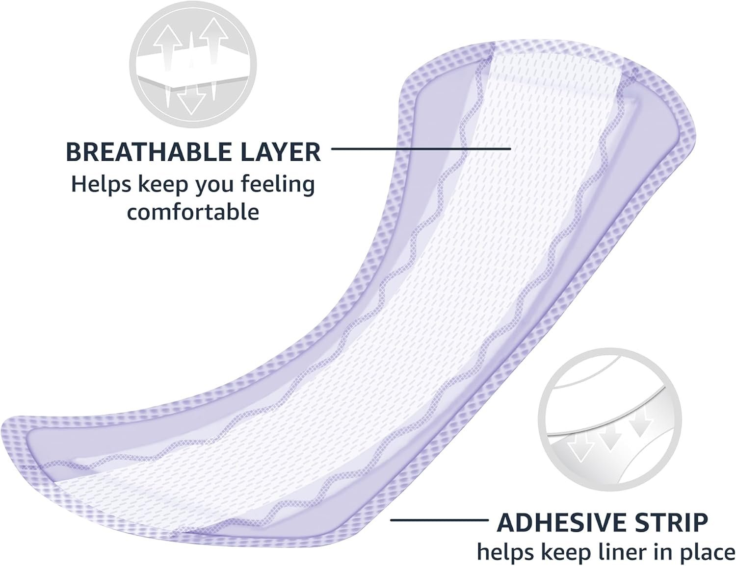 Amazon Basics Daily Pantiliner, Long Length, Feminine Pads for Women, Unscented, Comfortable Thin, 120 Count (3 Packs of 40) (Previously Solimo) - Image 4