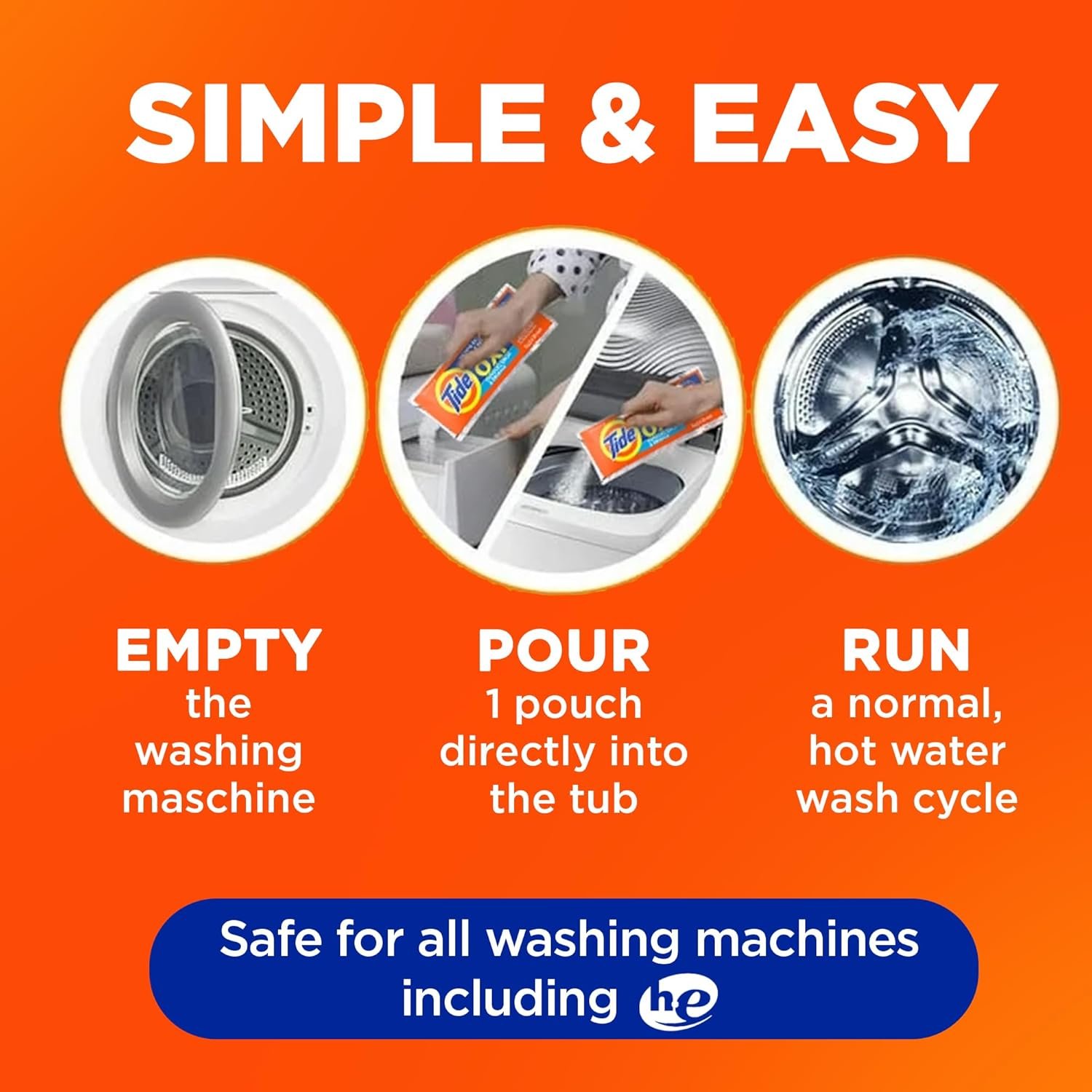 Tide Pet Washing Machine Cleaner 52 Week Supply with Oxi for Front and Top Loader Washer Machines, Deep Cleaning Residue & Odor Eliminator, 12 Month Supply (Packaging May Vary) - Image 7