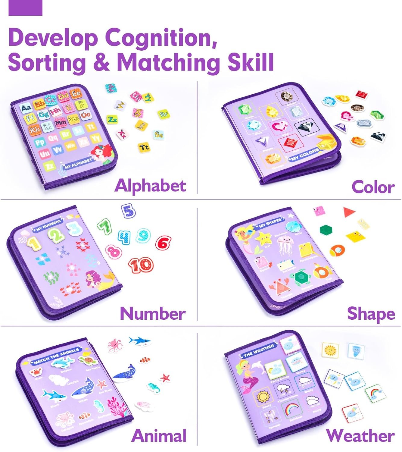 hahaland Busy Board Montessori Toys - 3 Year Old Girl Gifts Bithday Gift Ideas 3rd - 8 in 1 Preschool Learning Activities - Educational Toys Little Girls Age 3 Travel Busy Book for Airplane Car Rides - Image 3