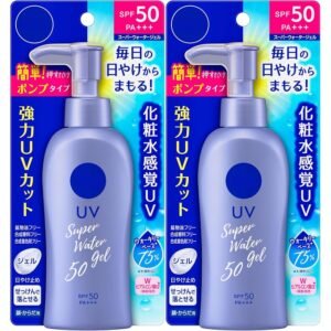 Japanese sunscreen Ni-vea UV Super Water Gel SPF50 PA++++Pump 4.9oz for Face & Body, Lightweight Daily UV Protection, Hydrating Sunscreen（set of 2）