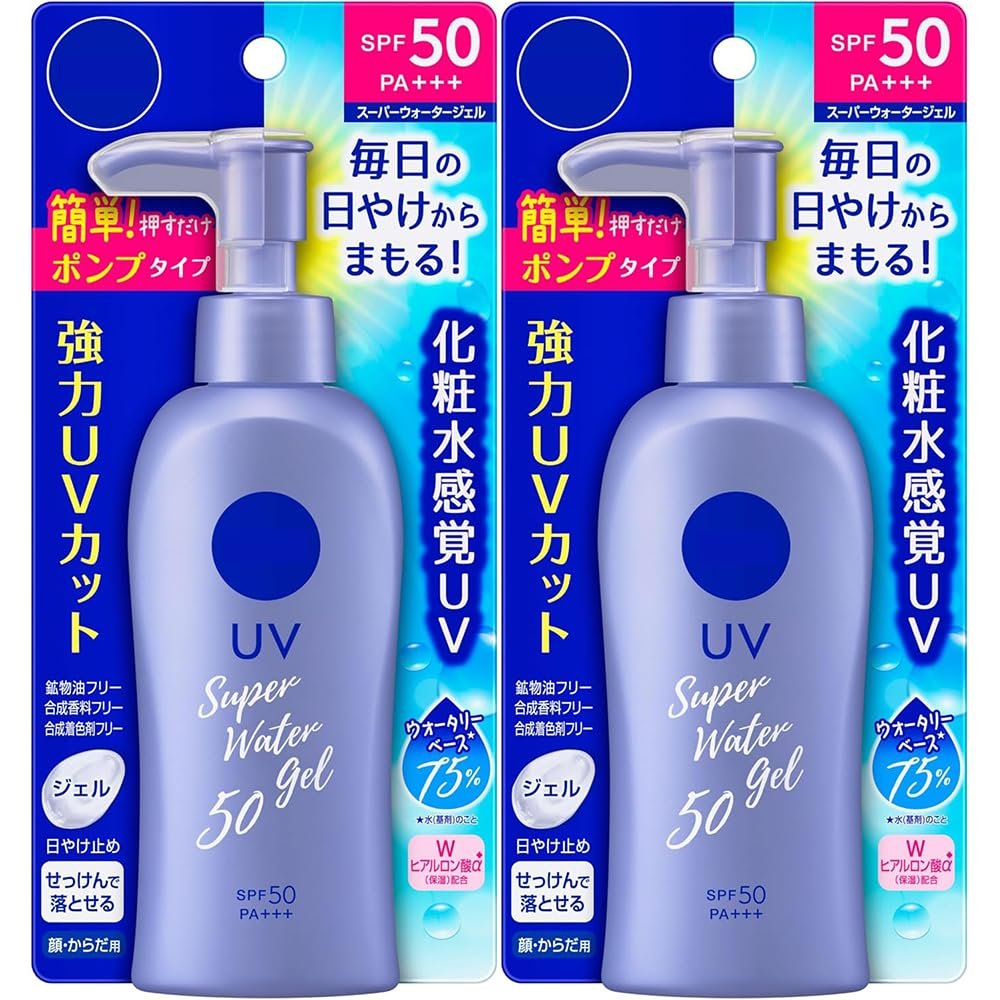 Japanese sunscreen Ni-vea UV Super Water Gel SPF50 PA++++Pump 4.9oz for Face & Body, Lightweight Daily UV Protection, Hydrating Sunscreen(set of 2)