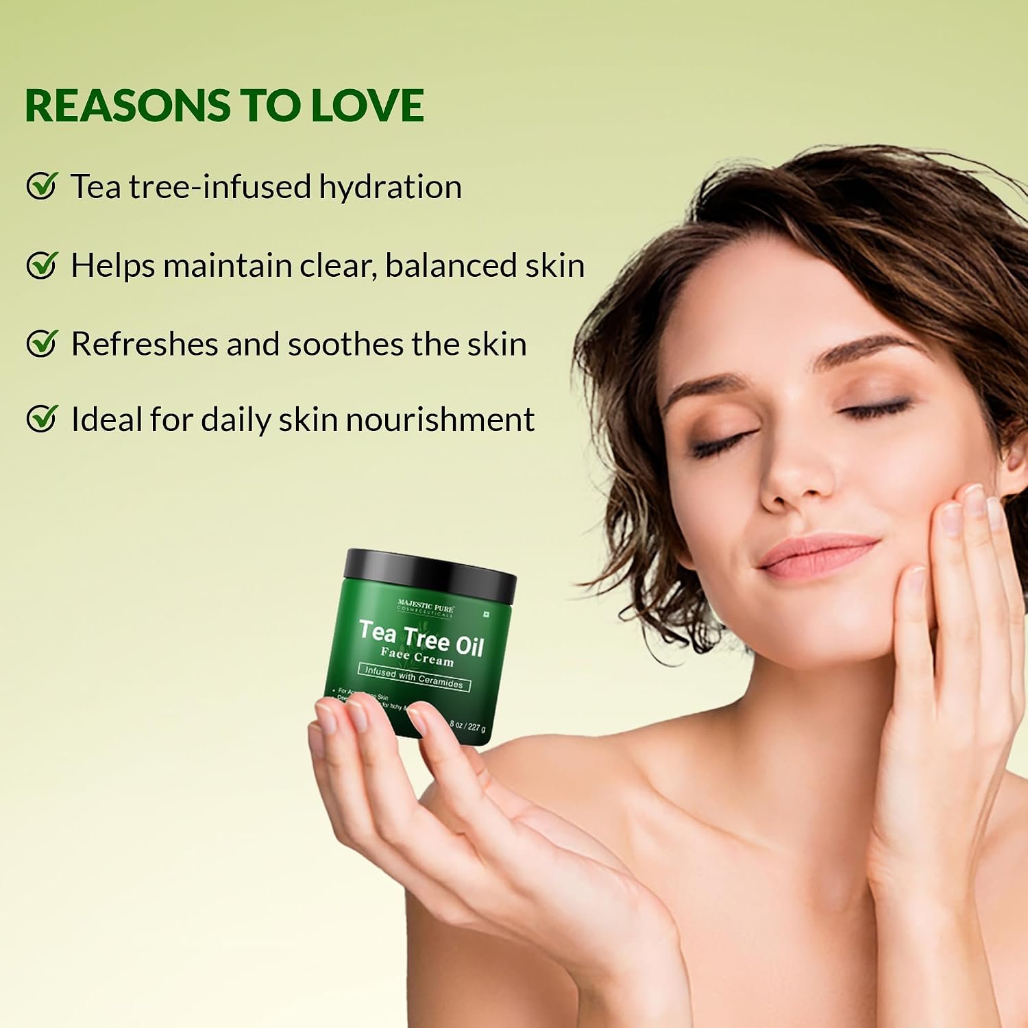 Majestic Pure Tea Tree Oil Face Cream | Cream for Dry & Itchy Skin, Acne, Scar, Day & Night Moisturizer Face Cream for Women & Men | 8 Oz - Image 4