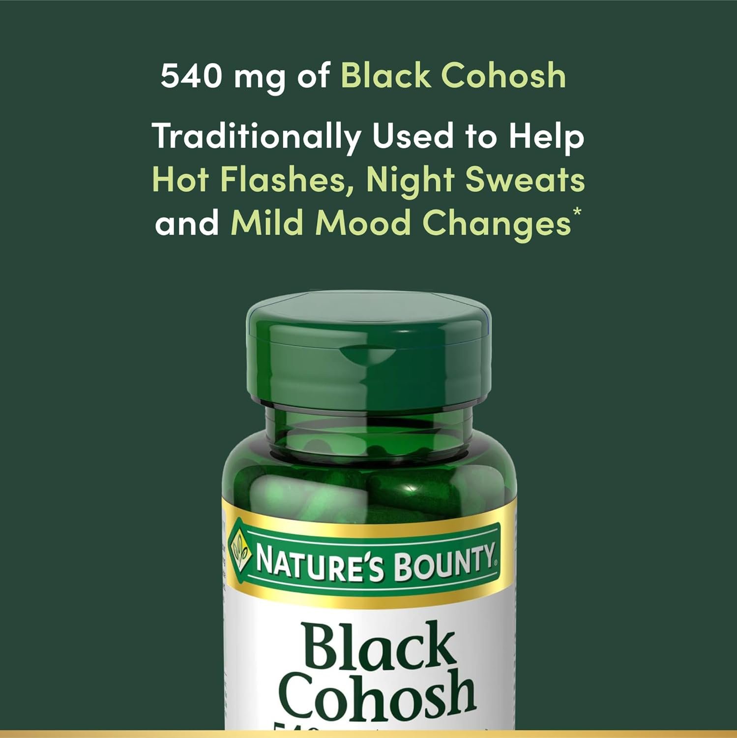 Nature's Bounty Black Cohosh Root Pills and Herbal Health Supplement, Natural Menopausal Support, 540 mg, 100 Capsules - Image 3
