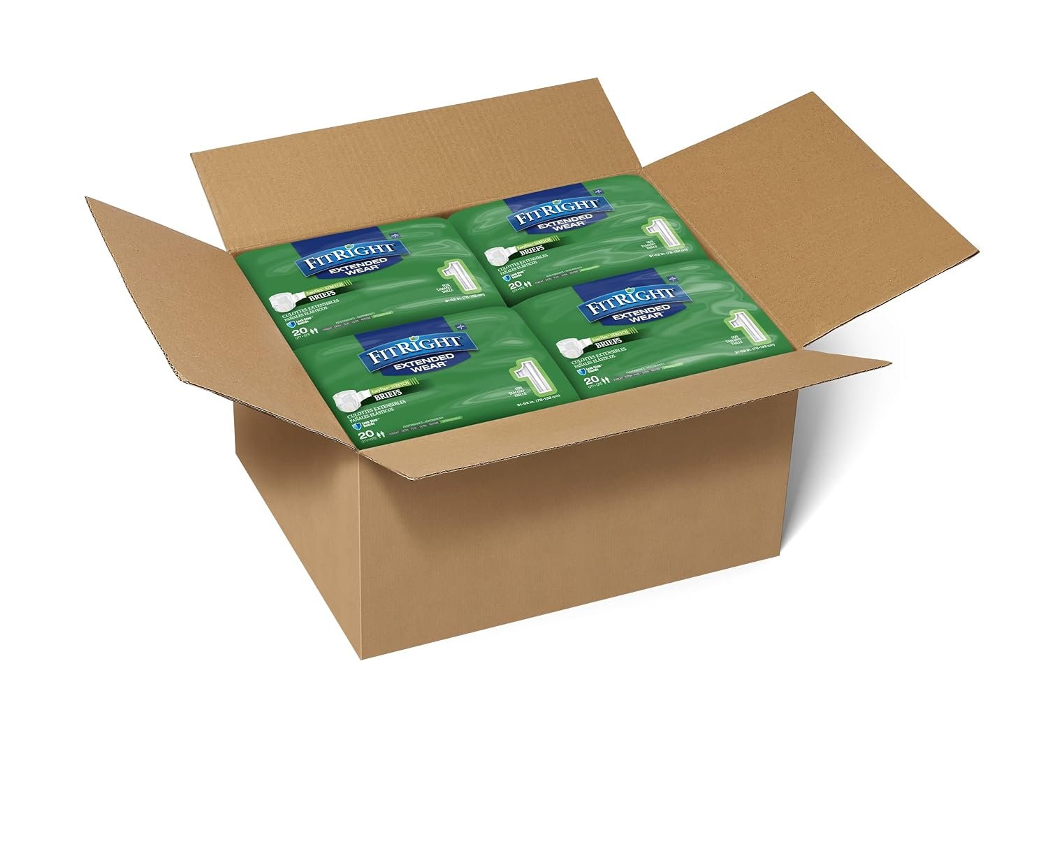 Medline FitRight Extended Wear Stretch Briefs, Overnight Adult Diapers with Tabs, Size 1 (Bag of 20) - Image 6