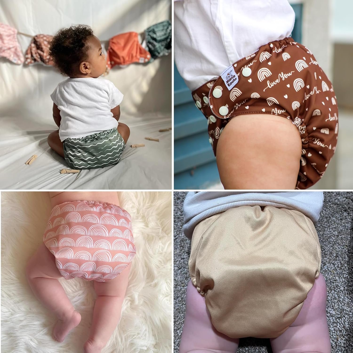 Mama Koala 3.0 Pocket Cloth Diapers for Babies with AWJ Lining, 6 Pack with 6 4-Layer Natural Cloth Diaper Inserts - Reusable and Washable Pocket Diapers (Hope in The Desert) - Image 4