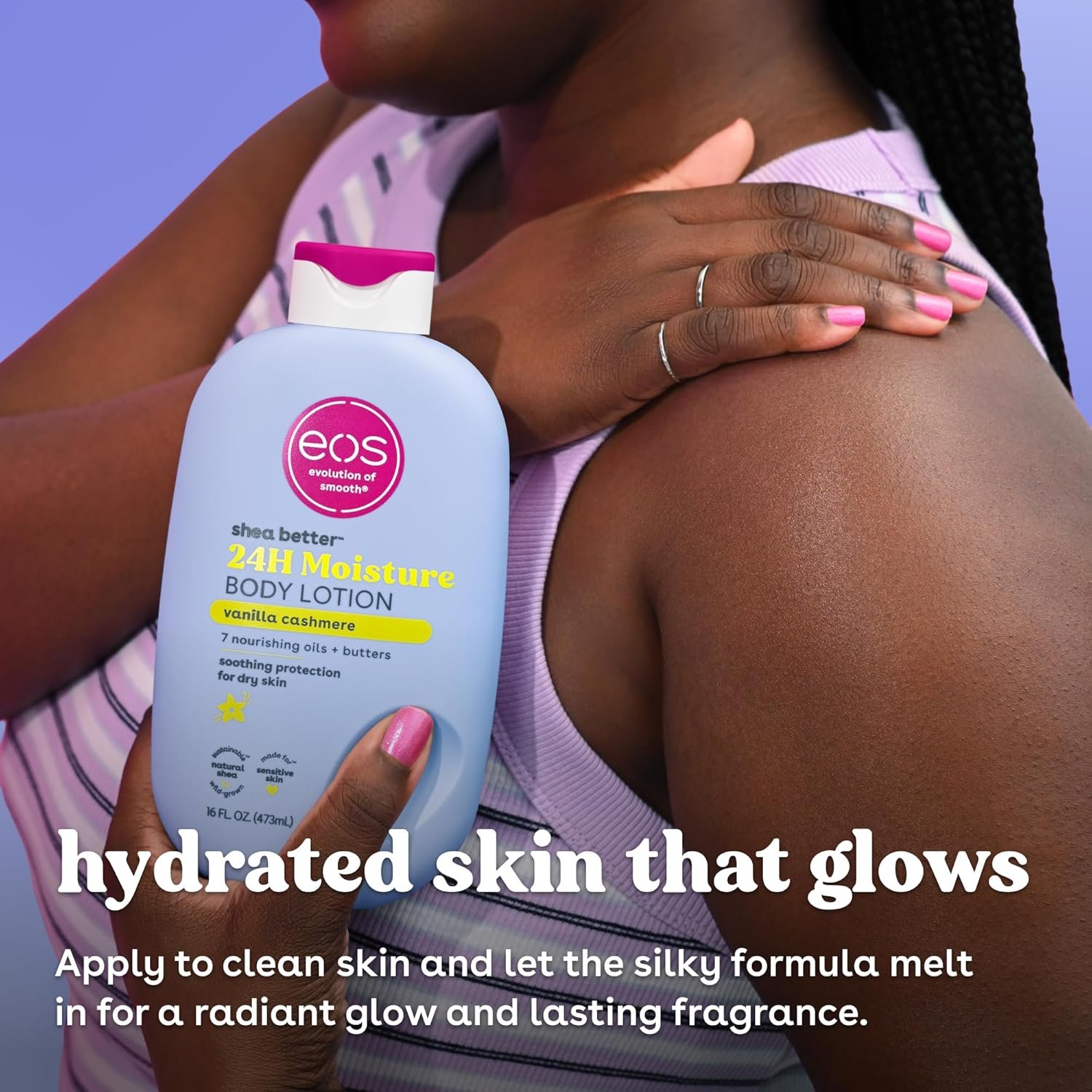 eos Shea Better Body Lotion Vanilla Cashmere, 24-Hour Moisture Skin Care, Lightweight & Non-Greasy, Natural Shea, Vegan, Vanilla Body Lotion, 16 fl oz - Image 6