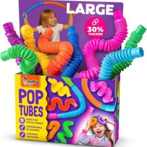 Nutty Toys Pop Tubes – Large 8-Pack Sensory Toys – Creative STEM Learning for Kids & Toddlers – Connect & Pop! Top ADHD Autism Fidget 2026, Best Boy & Girl Christmas Stocking Stuffers Gifts Idea