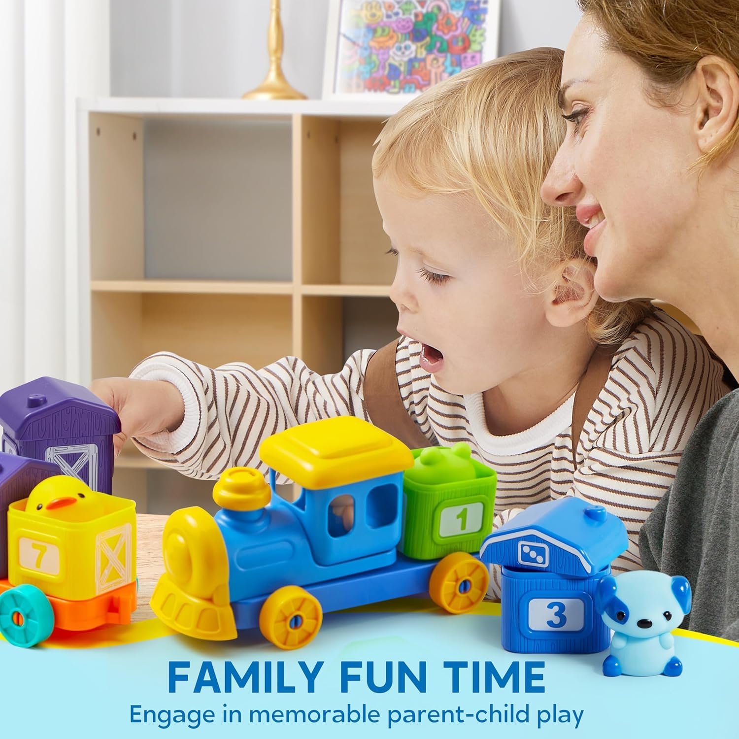Play-Act Learning Toy for Toddlers 1 2 3 Years Old, Counting, Matching & Sorting Montessori Learning Farm Train Including 9 Farm Animals, Birthday Gift for Baby Boys Girls - Image 9