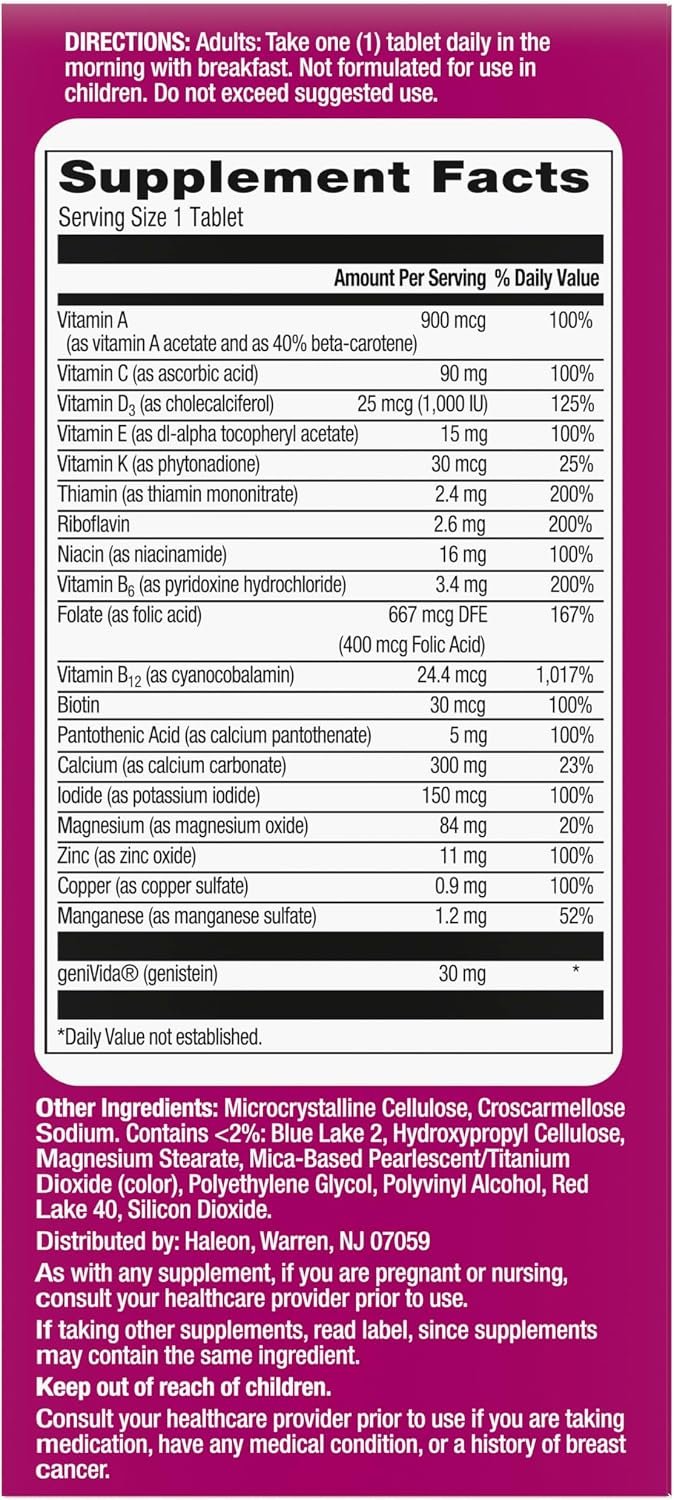 Centrum Complete Multivitamin Supplement + Hot Flash Support Menopause Support Tablets, with Clinically Studied geniVida, 30 Count - Image 15