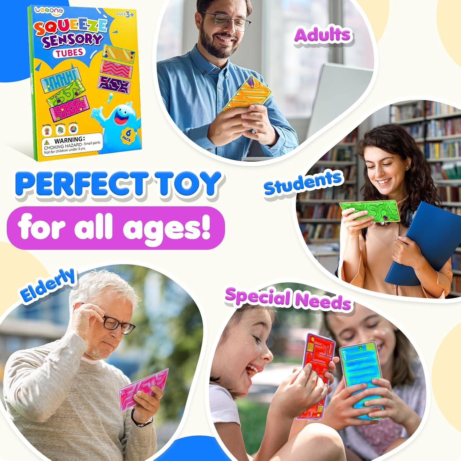 Squishy Sensory Fidget Autism Toys for Kids: Sensory Toys for Special Need 6 Pack Maze - Quiet Fidgets Sensory Filled Goo for Calming Down Classroom, Adult Office,Travel Essentials, Kid Students Gifts - Image 6