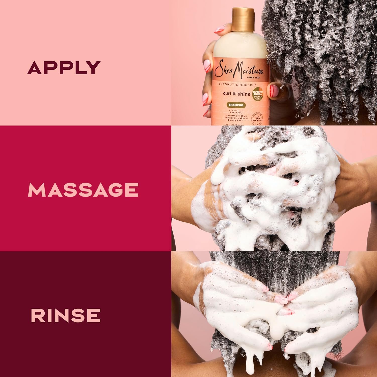 SheaMoisture Curl and Shine Coconut Shampoo Coconut & Hibiscus for Curly Hair Paraben Free Shampoo 13 oz - Image 9