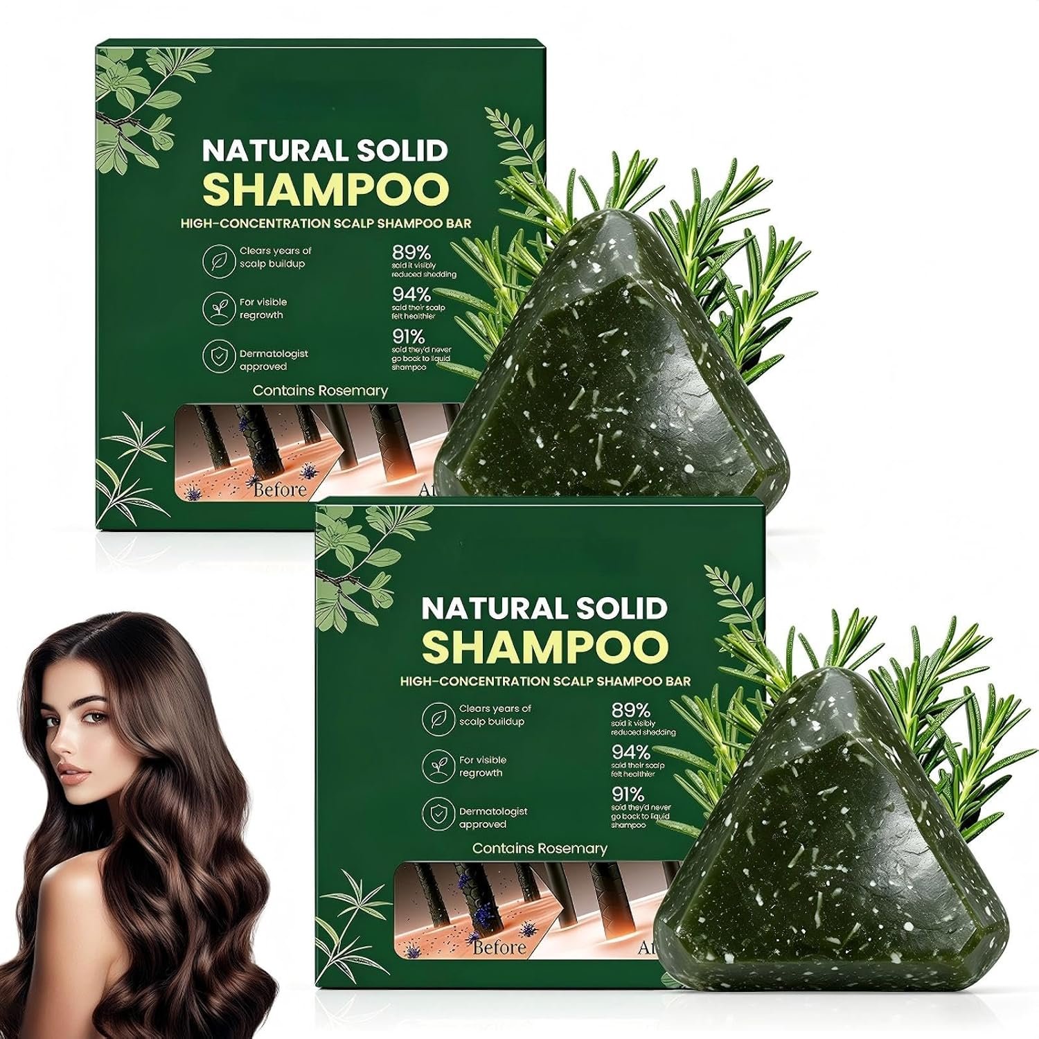 Korean Scalp Shampoo Revival Bar,Rosemary Amino Acid Shampoo Bar, Natural Botanical Anti-Hair Loss Shampoo Bar,Green Soap for Hair,Gentle Herbal Hydrating & Scalp (2PCS)