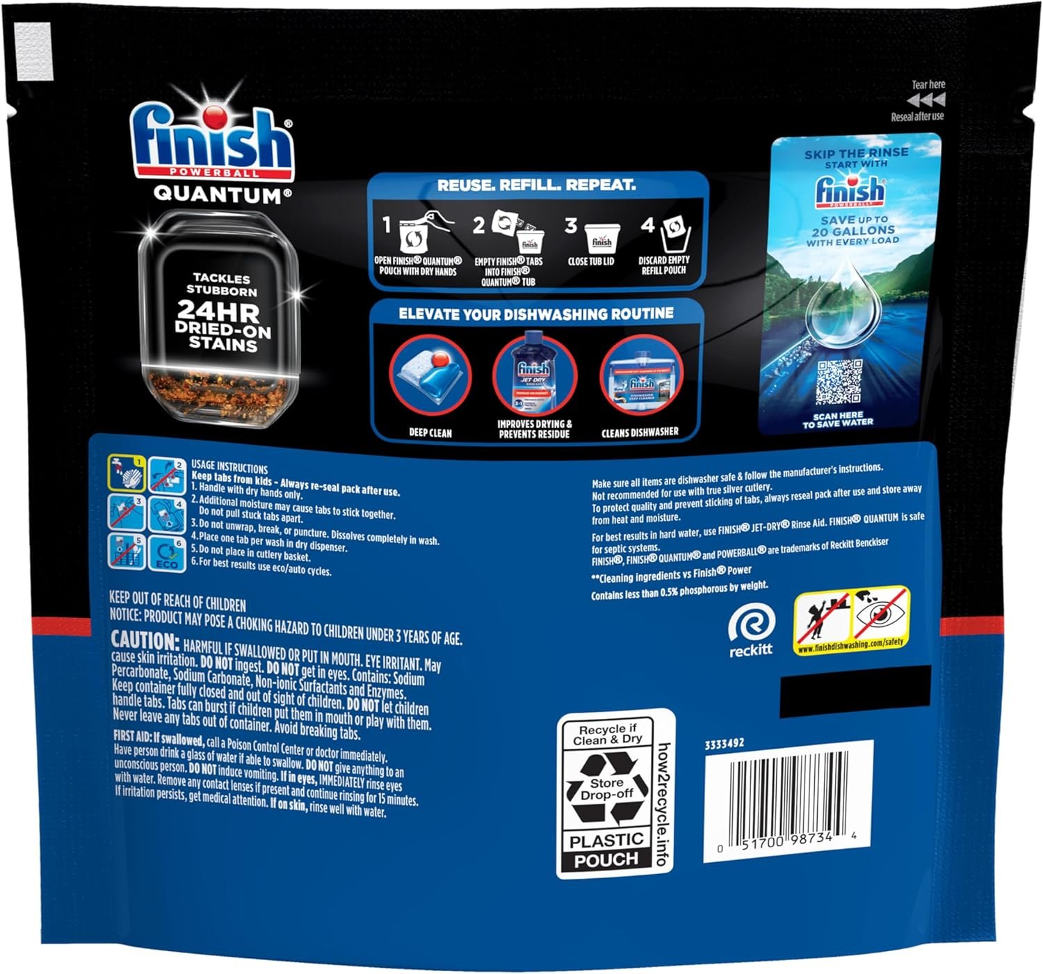 Finish Quantum Dishwasher Pods, No Pre-Rinse Dishwasher Detergent Soap Removes 24HR Dried-On Stain and Grease, Leaving a Virtually Spotless Shine, 82 Count - Image 8