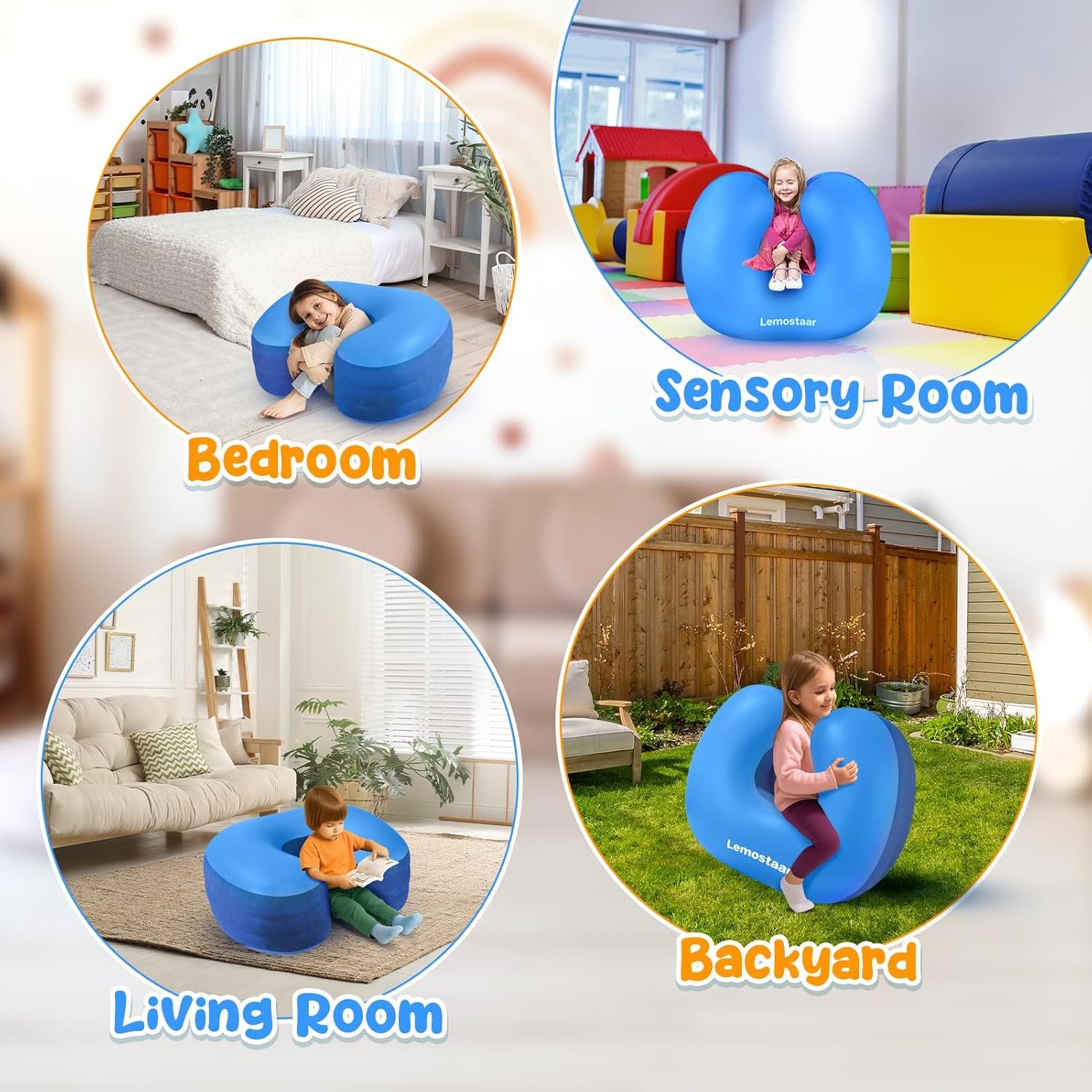 Inflatable Sensory Chair for Kids Toddlers, Soft Squeeze Seat for Kids with Autism & ADHD, Compression Rocking Chair for Sensory Room Must Have, Autism Sensory Products Includes Electric Air Pump - Image 5