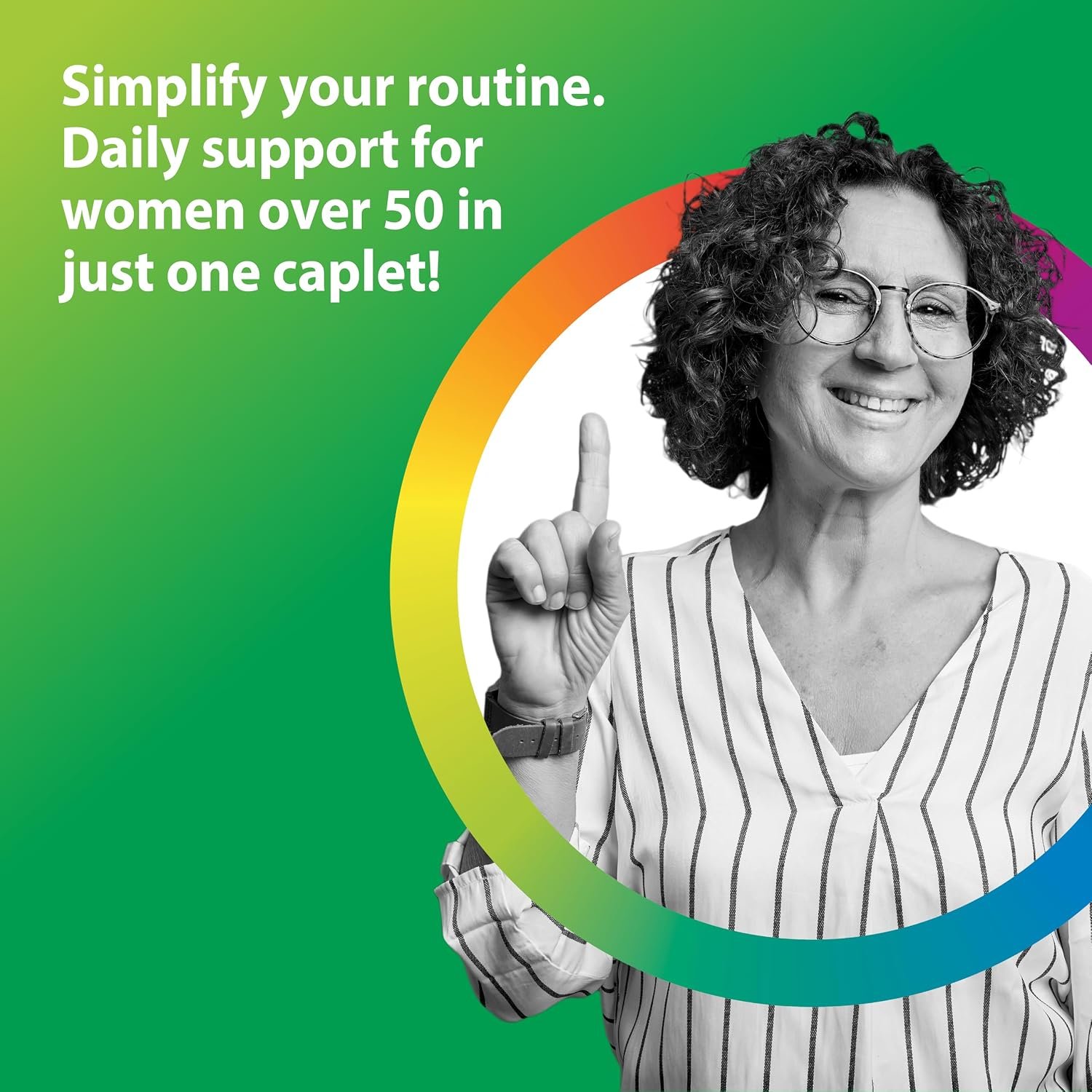 Rainbow Light Womens One + Multivitamin 50 Plus | 60 Caplets | Supports Menopause | Real Food Nutrients, Digestive Enzymes & Probiotics - Image 3