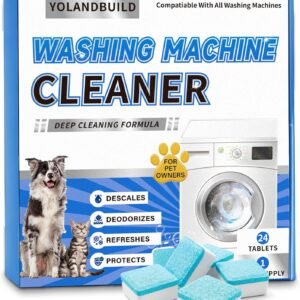 Washing Machine Cleaner Tablets – 24 Pack. Formulated for Pet Owners.Washer Machine Cleaner Remove Stubborn Pet Hair, Residue, Grime and Odors,Compatible with HE, Top & Front Load Washer