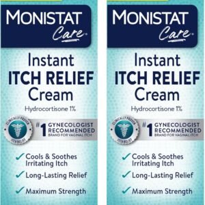 Monistat Instant Itch Relief Cream for Women, Fragrance-Free Formula with Aloe Vera Soothes and Cools Vaginal Itch, 1 Oz, Pack of 2