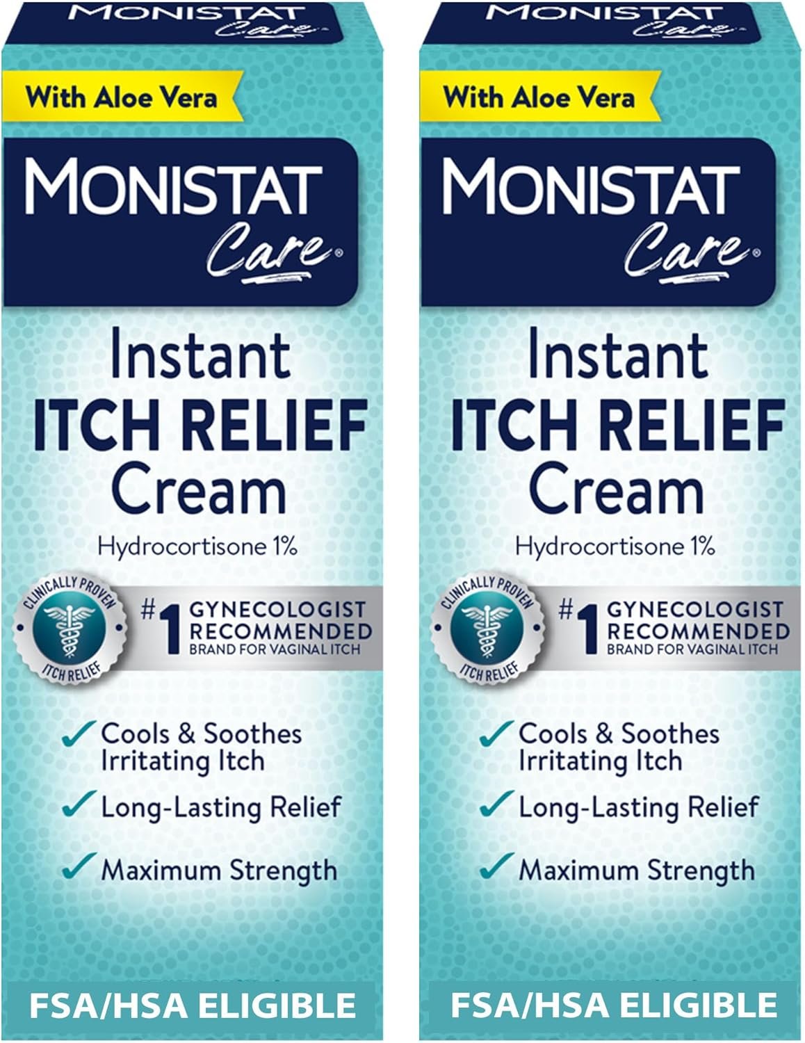 Monistat Instant Itch Relief Cream for Women, Fragrance-Free Formula with Aloe Vera Soothes and Cools Vaginal Itch, 1 Oz, Pack of 2