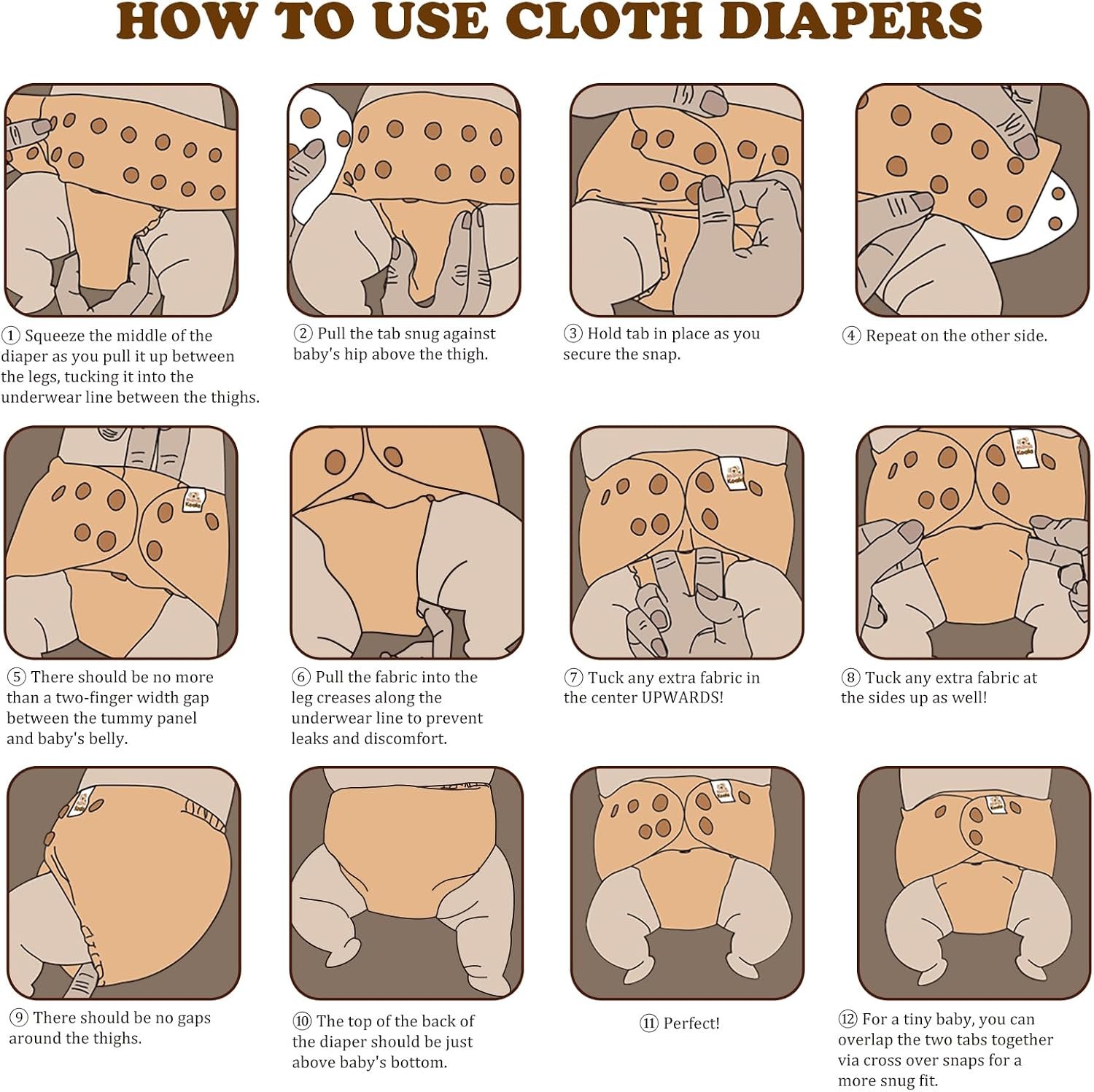 Mama Koala 3.0 Pocket Cloth Diapers for Babies with AWJ Lining, 6 Pack with 6 4-Layer Natural Cloth Diaper Inserts - Reusable and Washable Pocket Diapers (Hope in The Desert) - Image 8