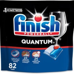 Finish Quantum Dishwasher Pods, No Pre-Rinse Dishwasher Detergent Soap Removes 24HR Dried-On Stain and Grease, Leaving a Virtually Spotless Shine, 82 Count