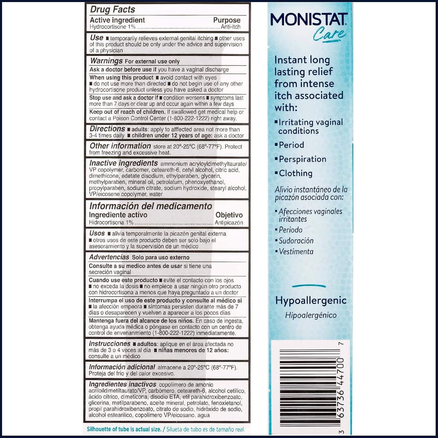 Monistat Instant Itch Relief Cream for Women, Fragrance-Free Formula with Aloe Vera Soothes and Cools Vaginal Itch, 1 Oz, Pack of 2 - Image 2