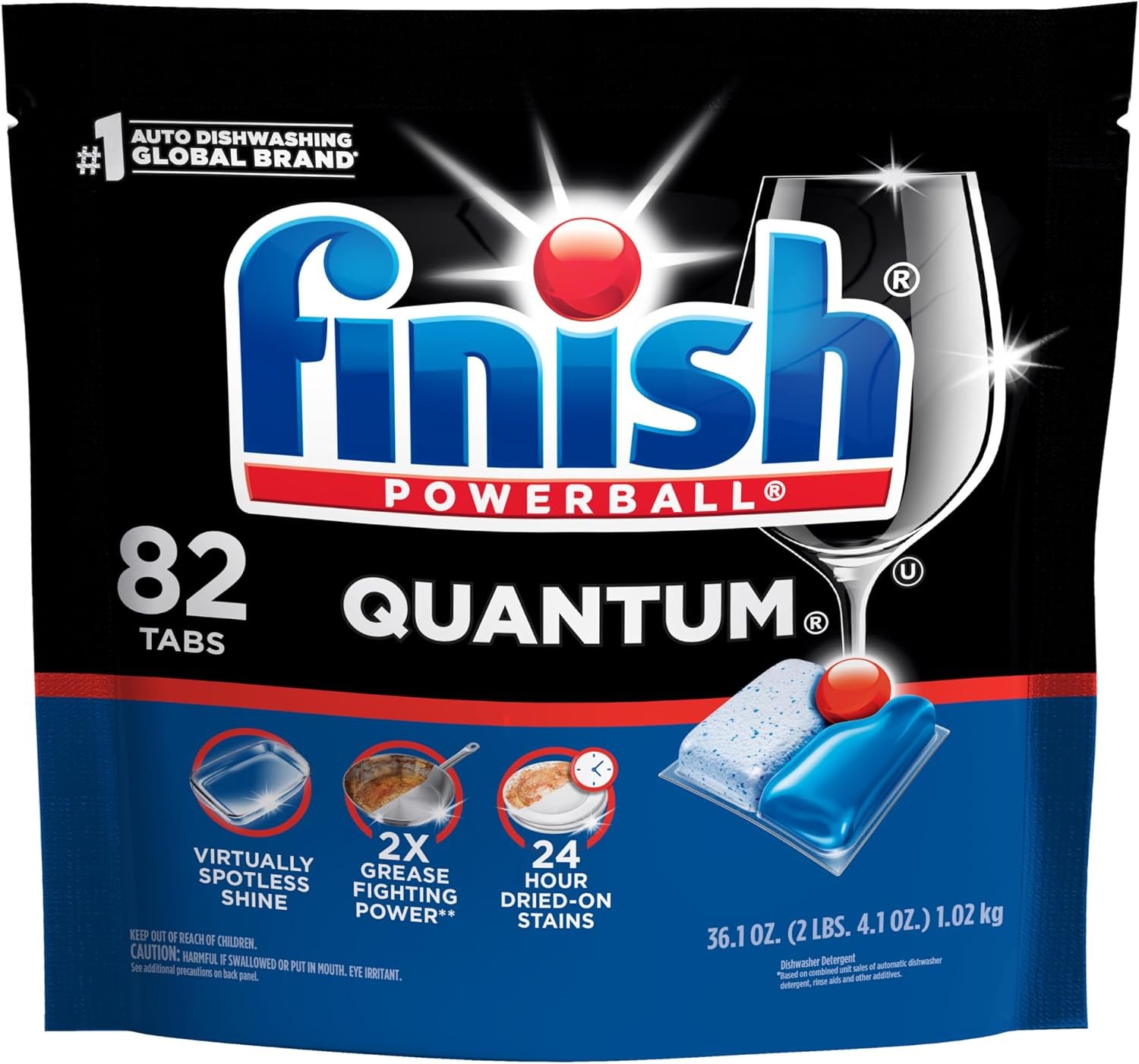 Finish Quantum Dishwasher Pods, No Pre-Rinse Dishwasher Detergent Soap Removes 24HR Dried-On Stain and Grease, Leaving a Virtually Spotless Shine, 82 Count - Image 9