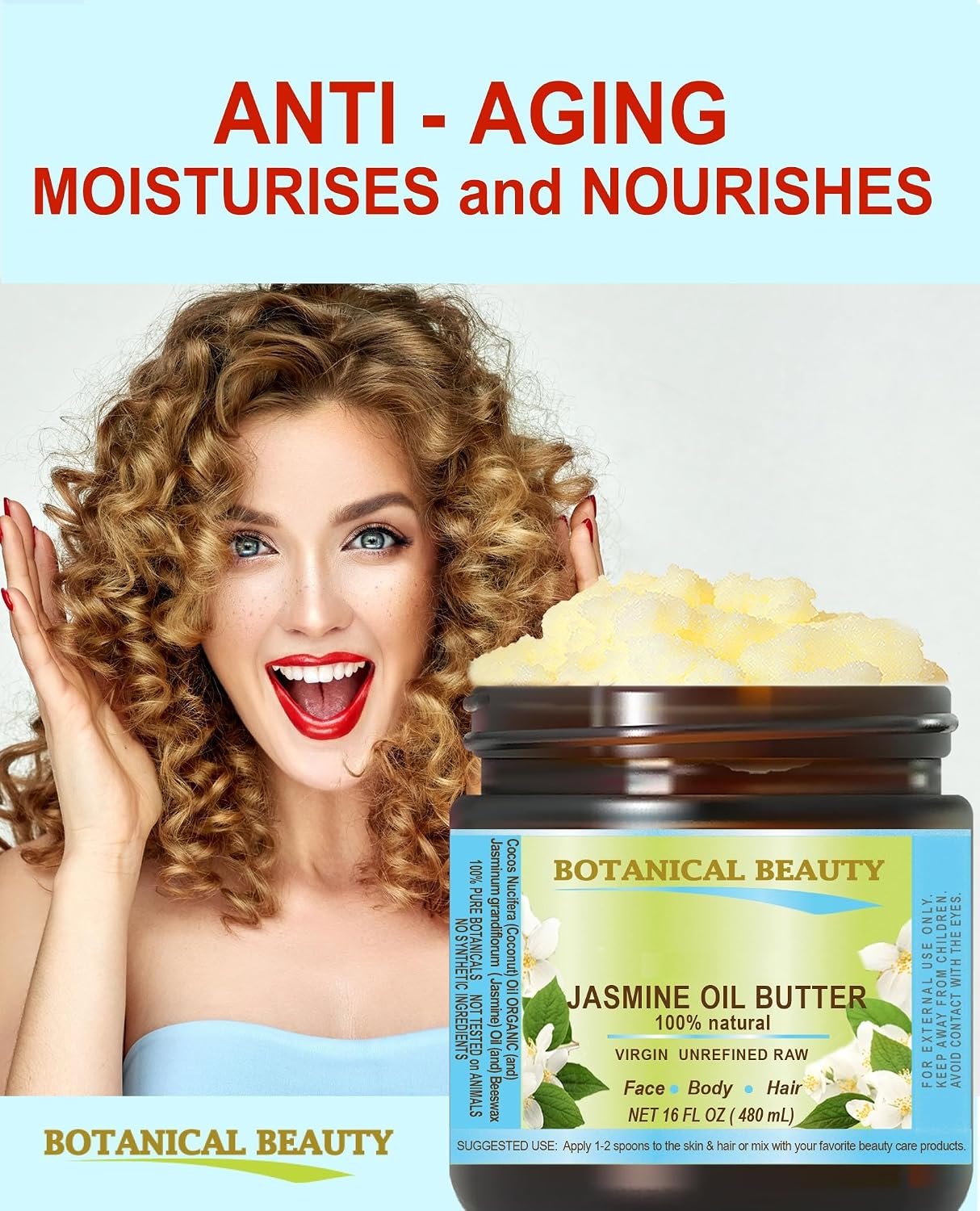 Botanical Beauty JASMINE OIL BUTTER Pure Natural Virgin Unrefined RAW for FACE, SKIN, BODY, DAMAGED HAIR, NAILS. (2 Fl Oz) - Image 6