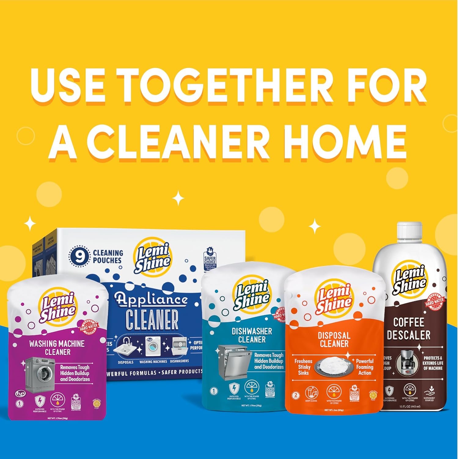 Lemi Shine Appliance Cleaner & Deodorizer - Dishwasher, Washing Machine, and Garbage Disposal Citric Acid Cleaner - 22.5 oz (9 Pack) - Image 7