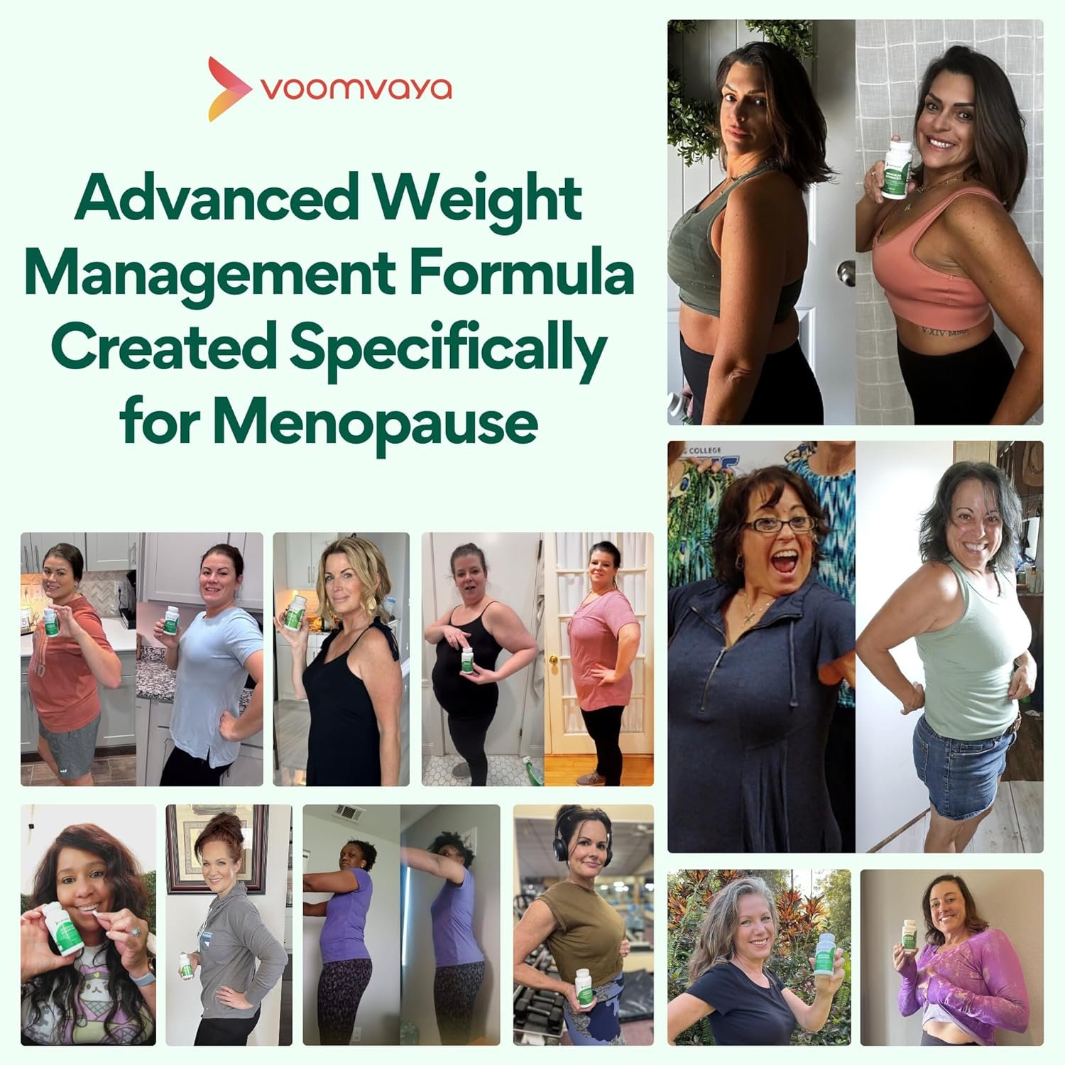 VoomVaya Menopause Weight Loss for Women – Perimenopause & Menopause Supplements for Women – Supports Healthy Metabolism & Overall Wellness MenoSlim Advanced 60 Capsules - Image 2