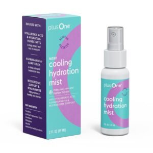plusOne Cooling Hydration Mist – 3-in-1 Body & Face Spray with Niacinamide, Hyaluronic Acid & Ashwagandha – pH-Balanced Support for Menopause – 4oz | Spray with Niacinamide, Hyaluronic Acid & Ashwagandha, pH-Balanced Support for Menopause