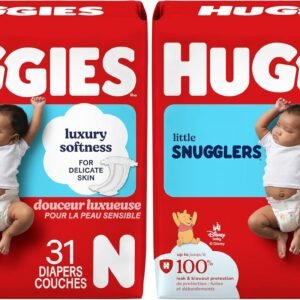 Huggies Little Snugglers Baby Diapers, Size Newborn (up to 10 lbs), 31 Ct, Newborn Diapers (Pack of 2)