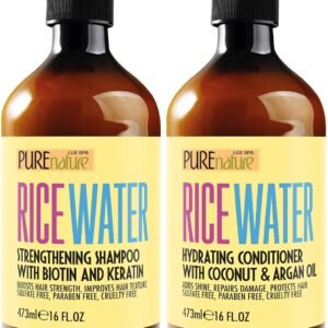 Rice Water Shampoo and Conditioner Set – Sulfate Free Formula for Fine Hair Women and Men – Volumizing and Thickening Formula for Thinning Strands – 16 Fl Oz (Set of 2)