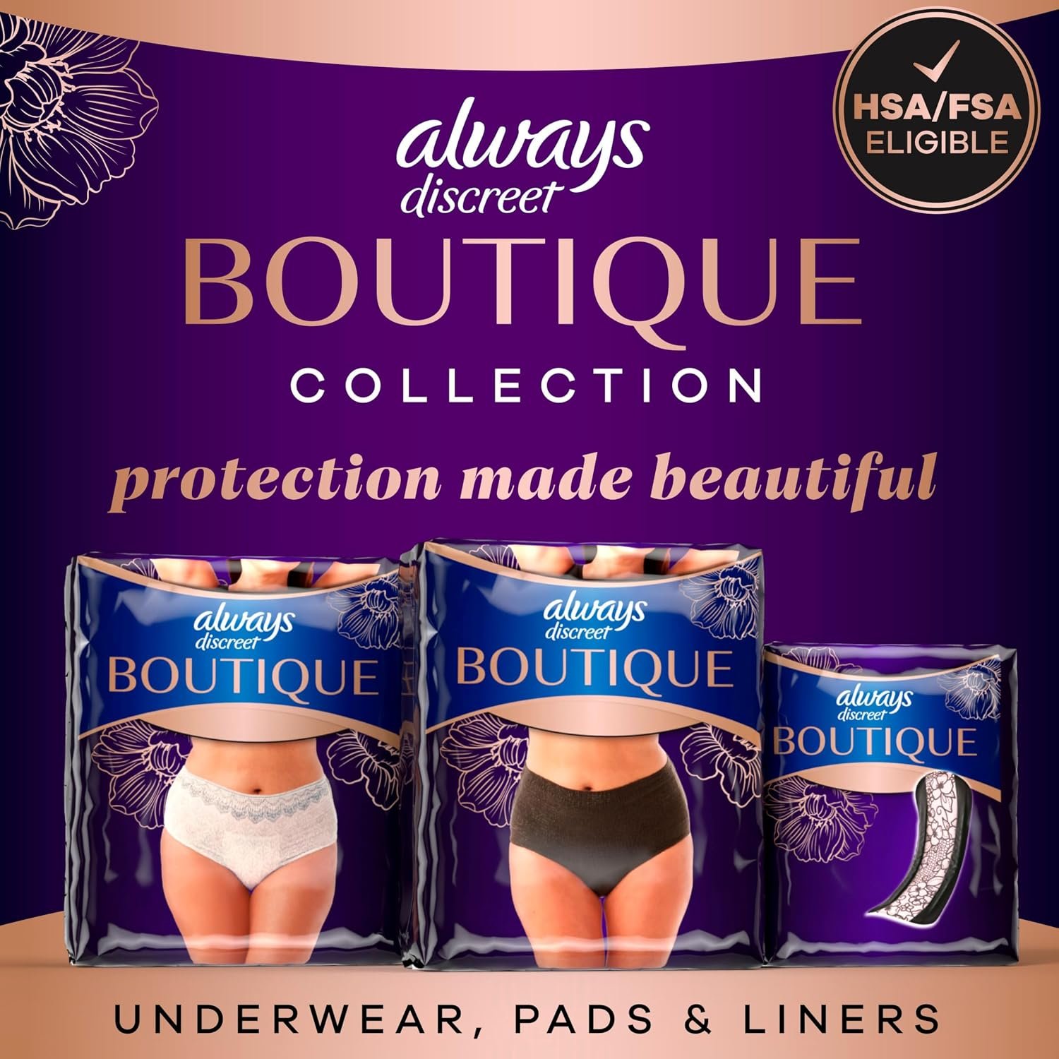 Always Discreet Boutique Incontinence and Postpartum Underwear for Women, Maximum Protection, Small/Medium, Black, 20 Count - Image 12