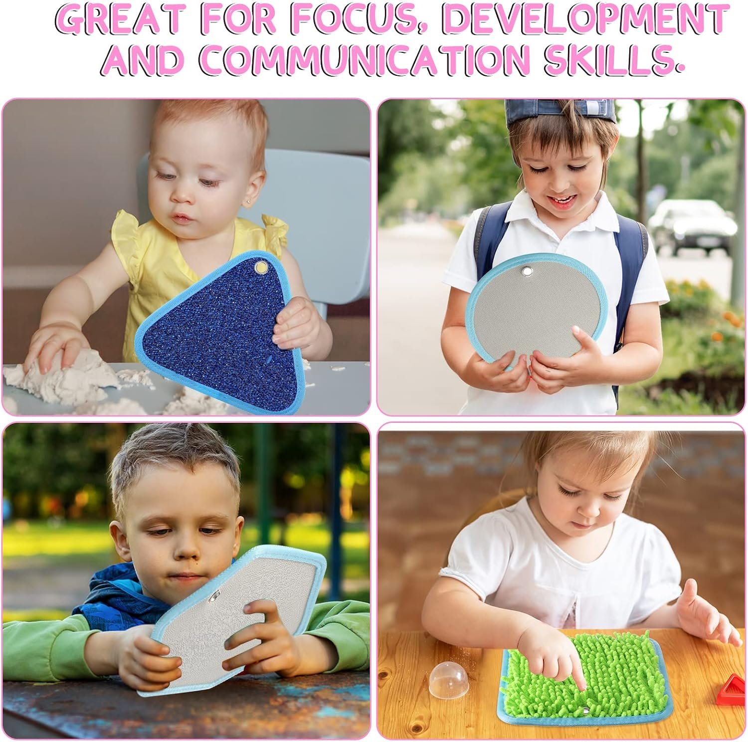 Boao 8 Set Mini Sensory Mats Assorted Textured Play Mats Sensory Floor Tiles Educational Tactile Toys for Activity(8.7 Inch,Irregular) - Image 5