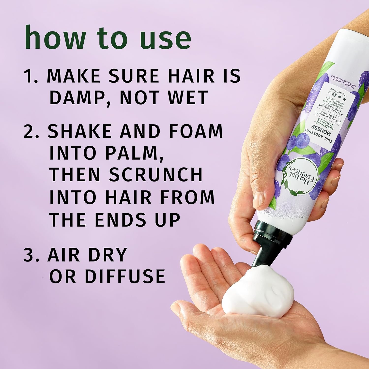 Herbal Essences Curl Boosting Mousse, Frizz Control for Curly & Wavy Hair, Long-Lasting Hold with Berry Scent, Paraben & Dye, Cruelty-Free, 6.8 Fl Oz Each, 3 Pack - Image 7