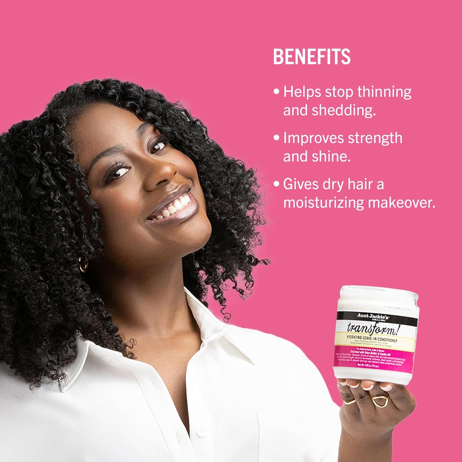 Aunt Jackie's Curls and Coils Transform Hydrating Leave-In Creme Conditioner for All Hair Types and Textures, 15 oz - Image 3