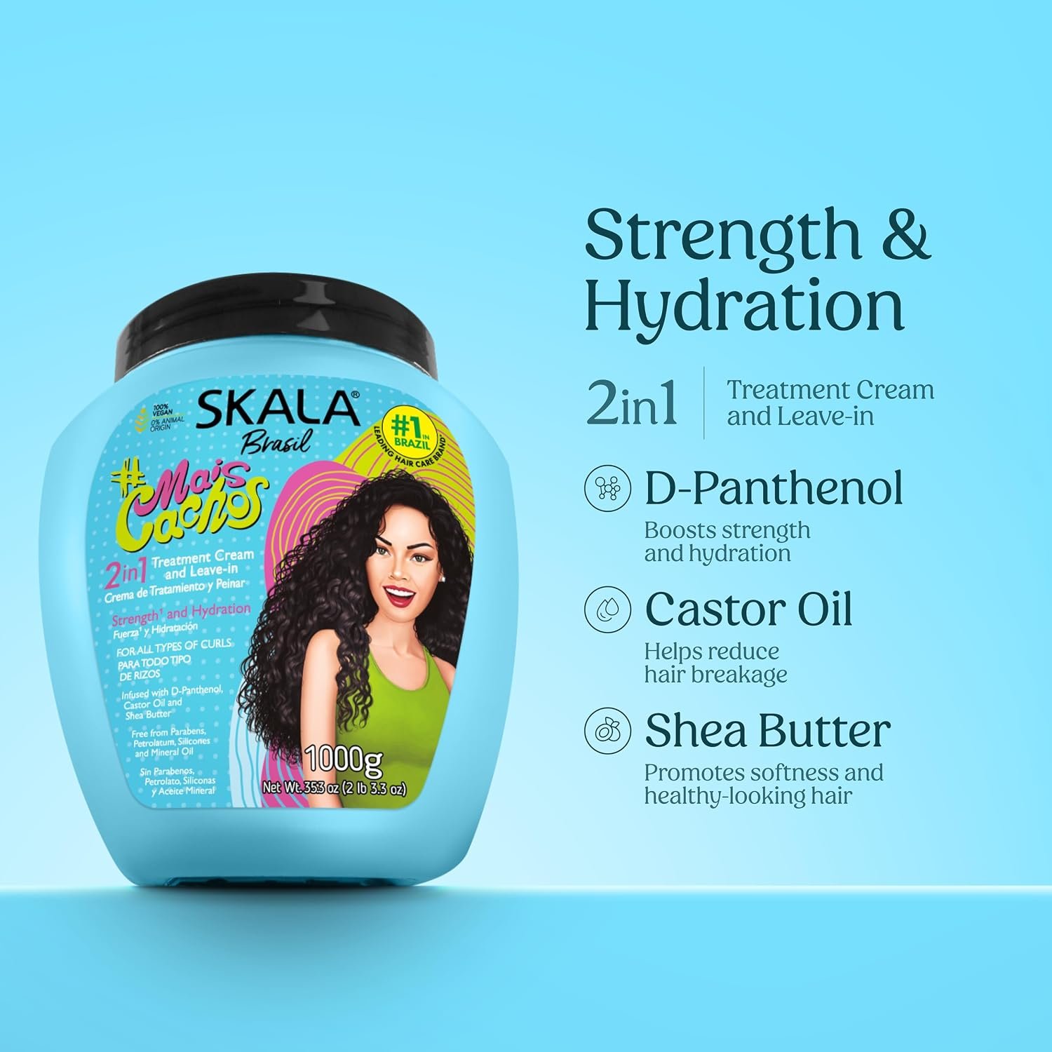 SKALA Mais Cachos Hair Type 3ABC - Eliminate Anti Frizz, For Curly Hair -2 in 1 Conditioning Treatment Cream and Cream To Comb 100% VEGAN 35.2 Oz (1 Pack) - Image 4