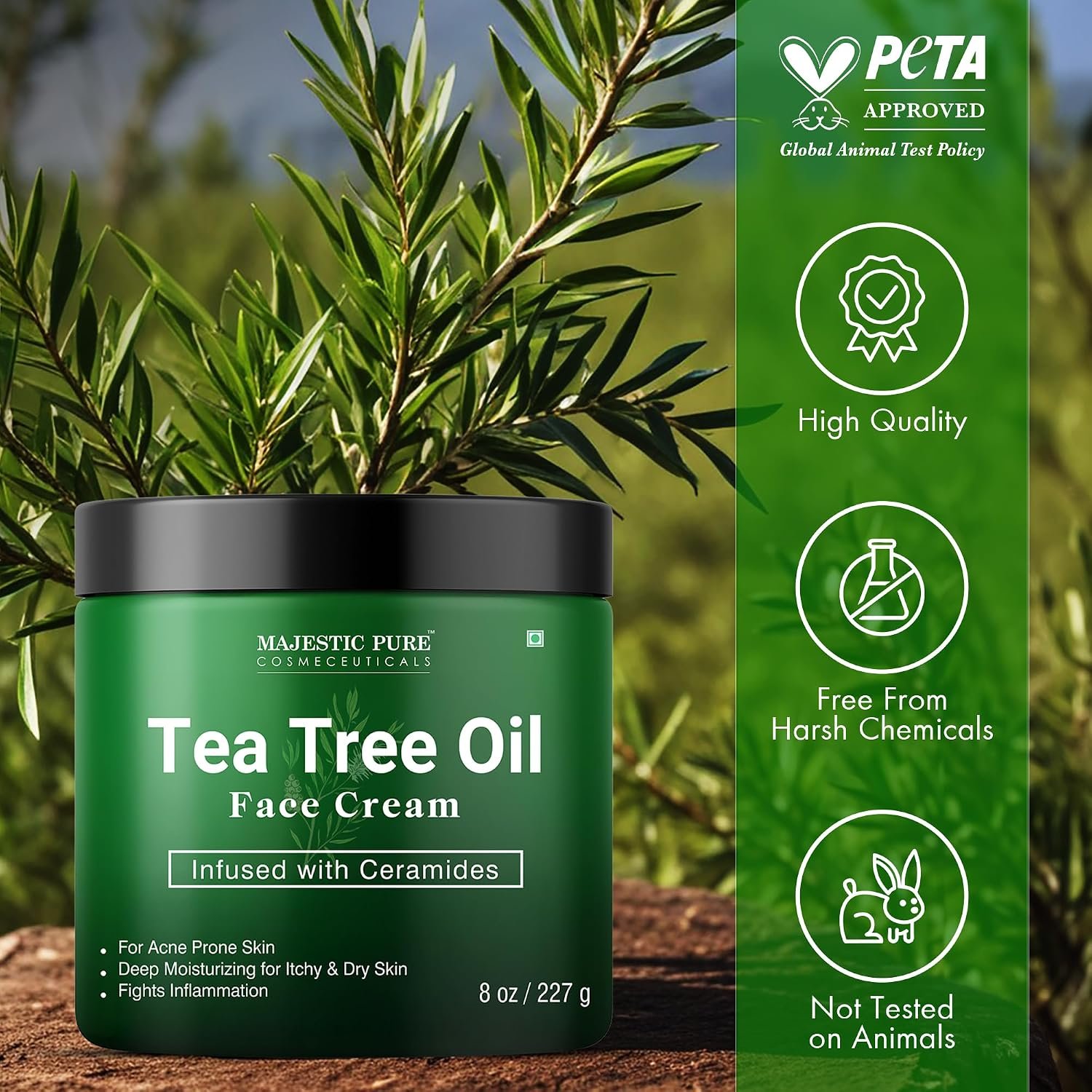 Majestic Pure Tea Tree Oil Face Cream | Cream for Dry & Itchy Skin, Acne, Scar, Day & Night Moisturizer Face Cream for Women & Men | 8 Oz - Image 5
