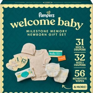 Pampers Gift Set, Disposable Diapers, Sensitive Wipes, & Milestone Gifts
