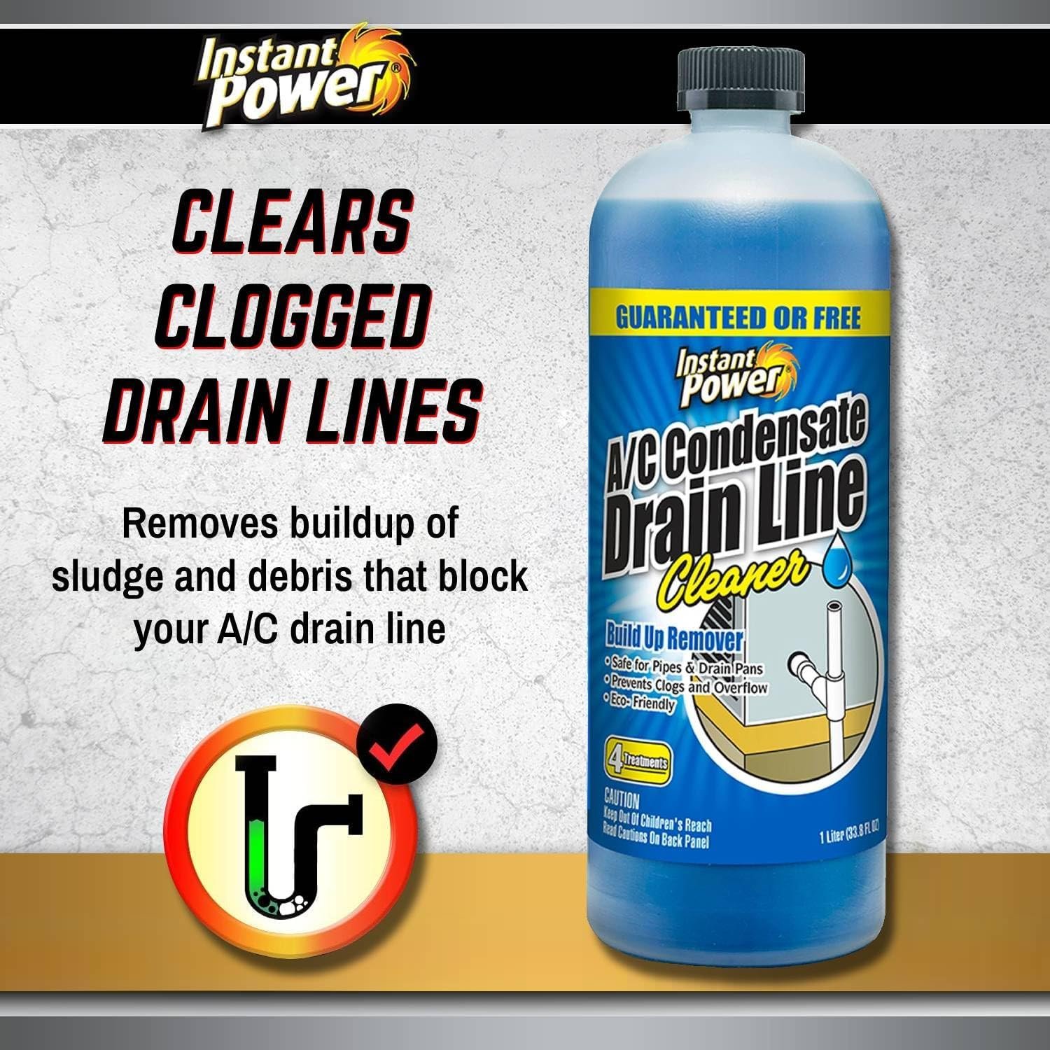 Instant Power A/C Condensate Drain Line Cleaner - AC & HVAC Unclogger for Air Conditioner Drain Lines, Prevents Odors & Water Damage, Safe for Pipes & Septic Systems - 32 oz (Pack of 1) - Image 2