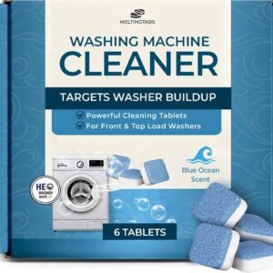 Washing Machine Cleaner Tablets – Deep Clean Washer Descale, Laundry Tub Cleaning Solution, Smell Fresh, Eliminates Buildup & Dirt, For Front & Top Load Washers, Easy-to-Use Tablets, 6 Pack